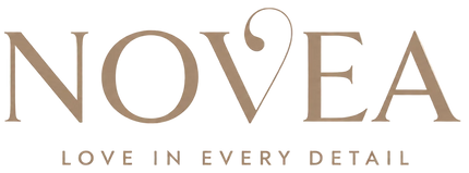 Logo of NOVEA with tagline 'Love in every detail' on a transparent background